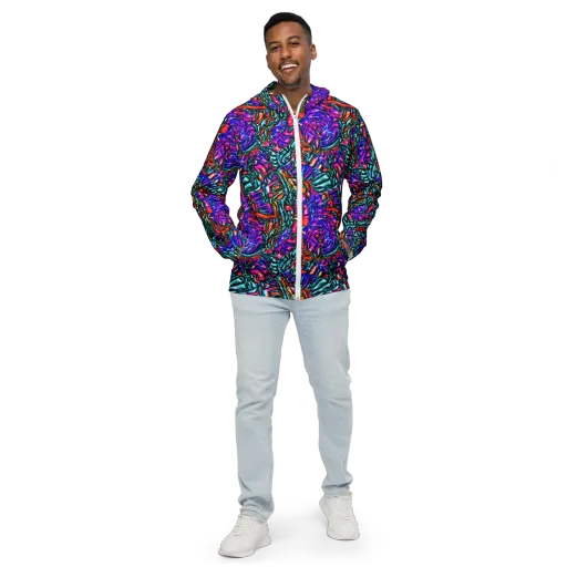 Electric Bamboo Nocturne on a Men's Windbreaker
