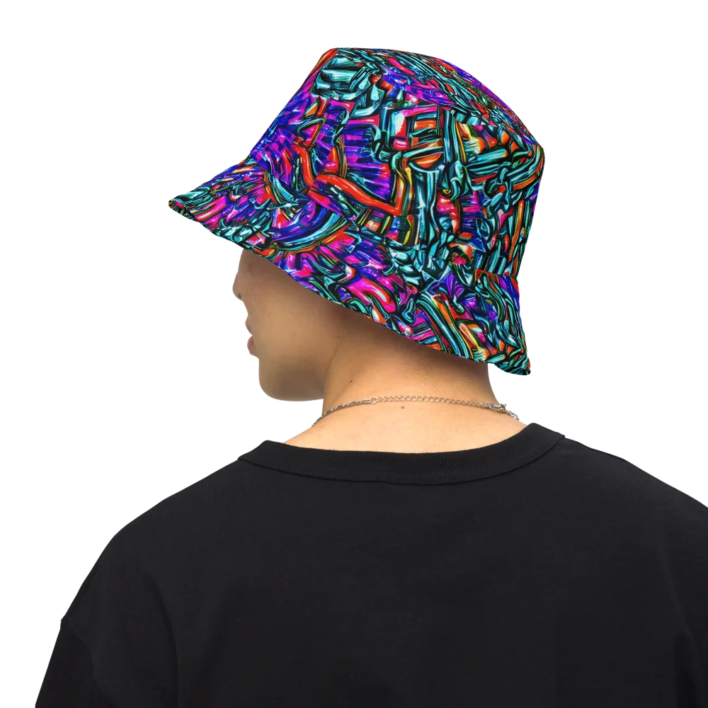 Electric Bamboo Nocturne on Reversible Bucket Hat — Back Inside