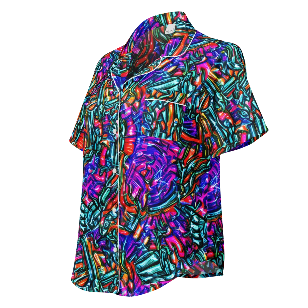 Electric Bamboo Nocturne on Women's Short Sleeve Pajama Top — Left Front
