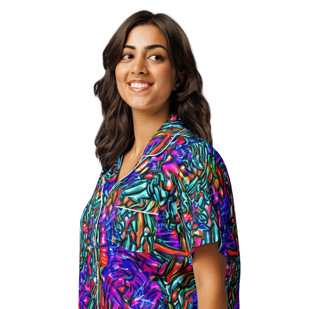 Electric Bamboo Nocturne on Women's Short Sleeve Pajama Top — Left Front