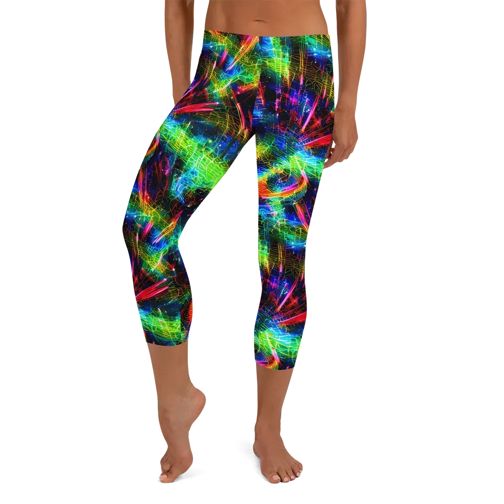 Neon Pulse on Capri Leggings — Front