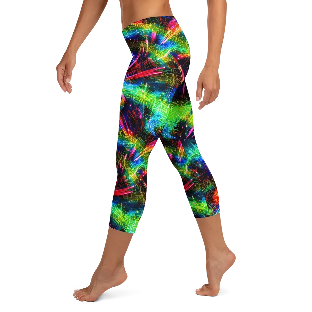 Neon Pulse on Capri Leggings — Left