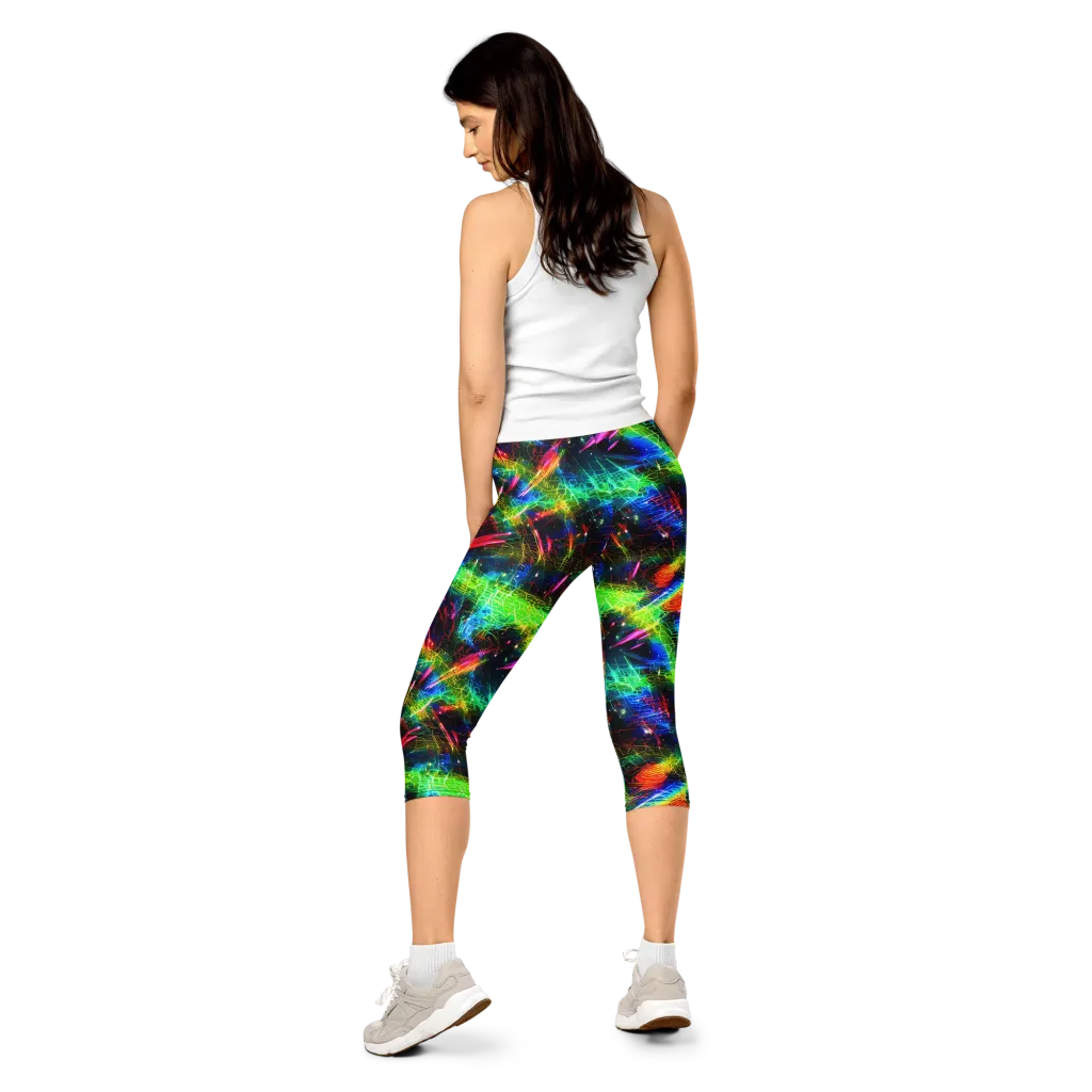 Neon Pulse on Capri Leggings — Back