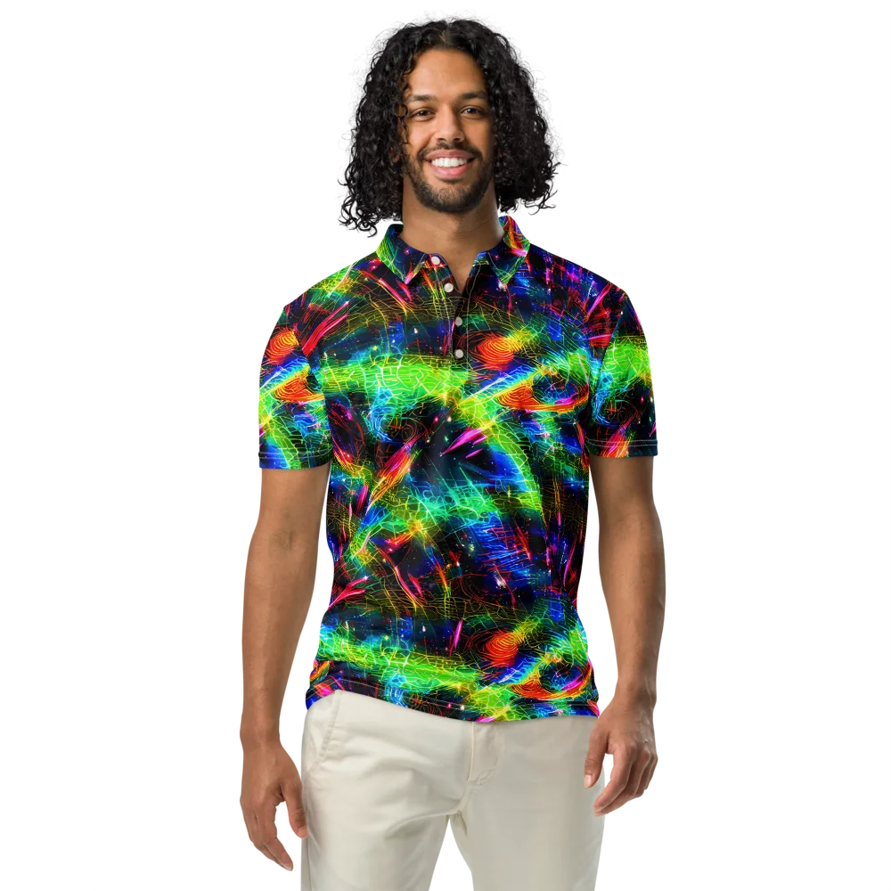 Neon Pulse on Men's Slim Fit Polo Shirt — Front
