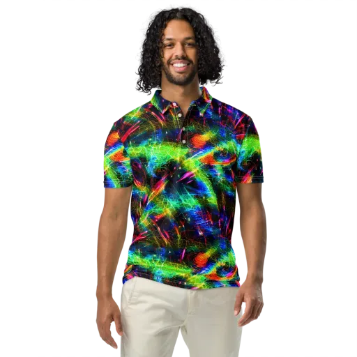 Neon Pulse on a Men's Slim Fit Polo Shirt