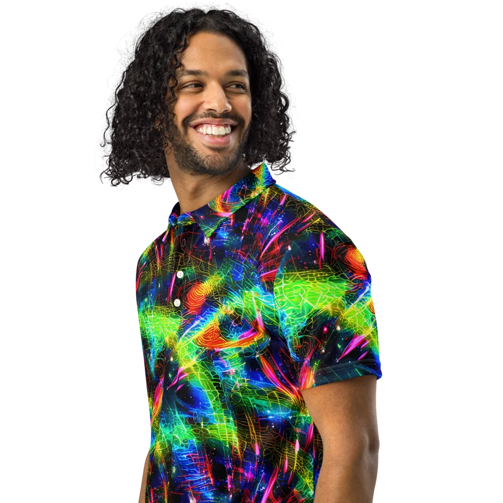 Neon Pulse on Men's Slim Fit Polo Shirt — Left Front