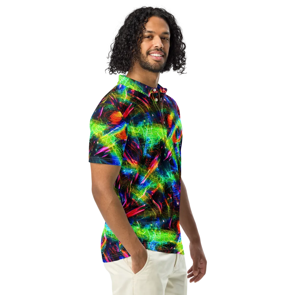 Neon Pulse on Men's Slim Fit Polo Shirt — Right Front
