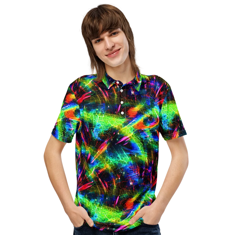 Neon Pulse on Men's Slim Fit Polo Shirt — Front