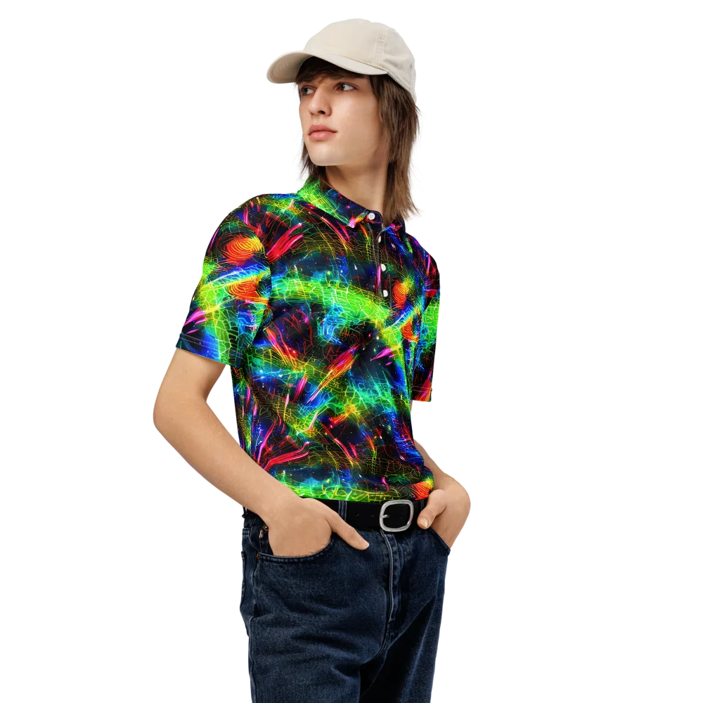 Neon Pulse on Men's Slim Fit Polo Shirt — Right Front