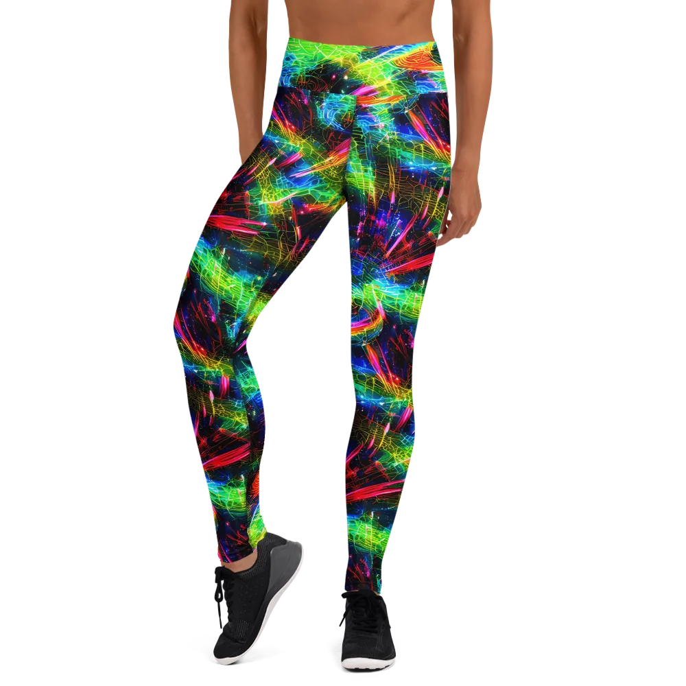 Neon Pulse on Yoga Leggings — Front