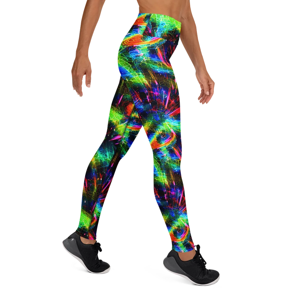 Neon Pulse on Yoga Leggings — Right