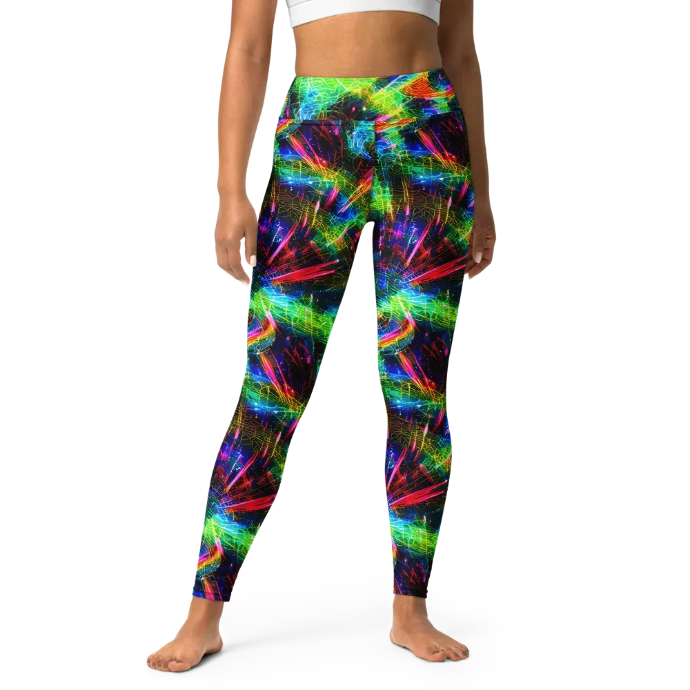 Neon Pulse on Yoga Leggings — Front
