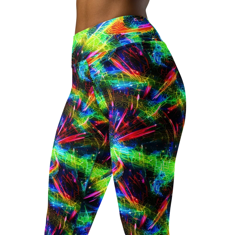Neon Pulse on Yoga Leggings — Left Front