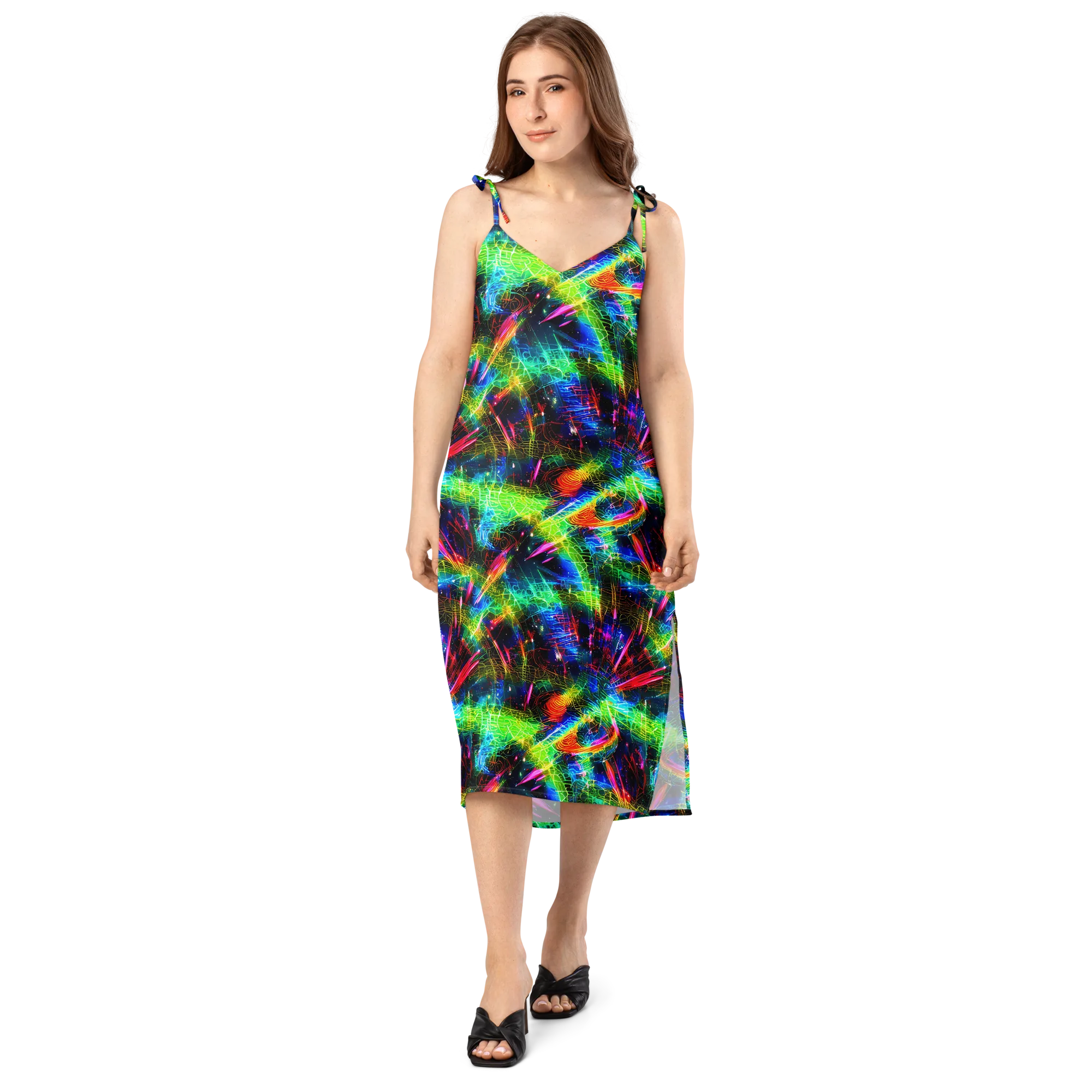 Neon Pulse on Slip Dress — Front