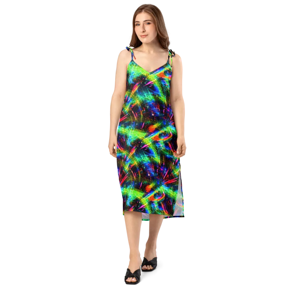 Neon Pulse on Slip Dress — Front