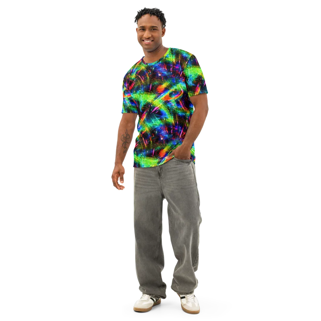 Neon Pulse on Men's Cotton Crew Neck T-Shirt — Front