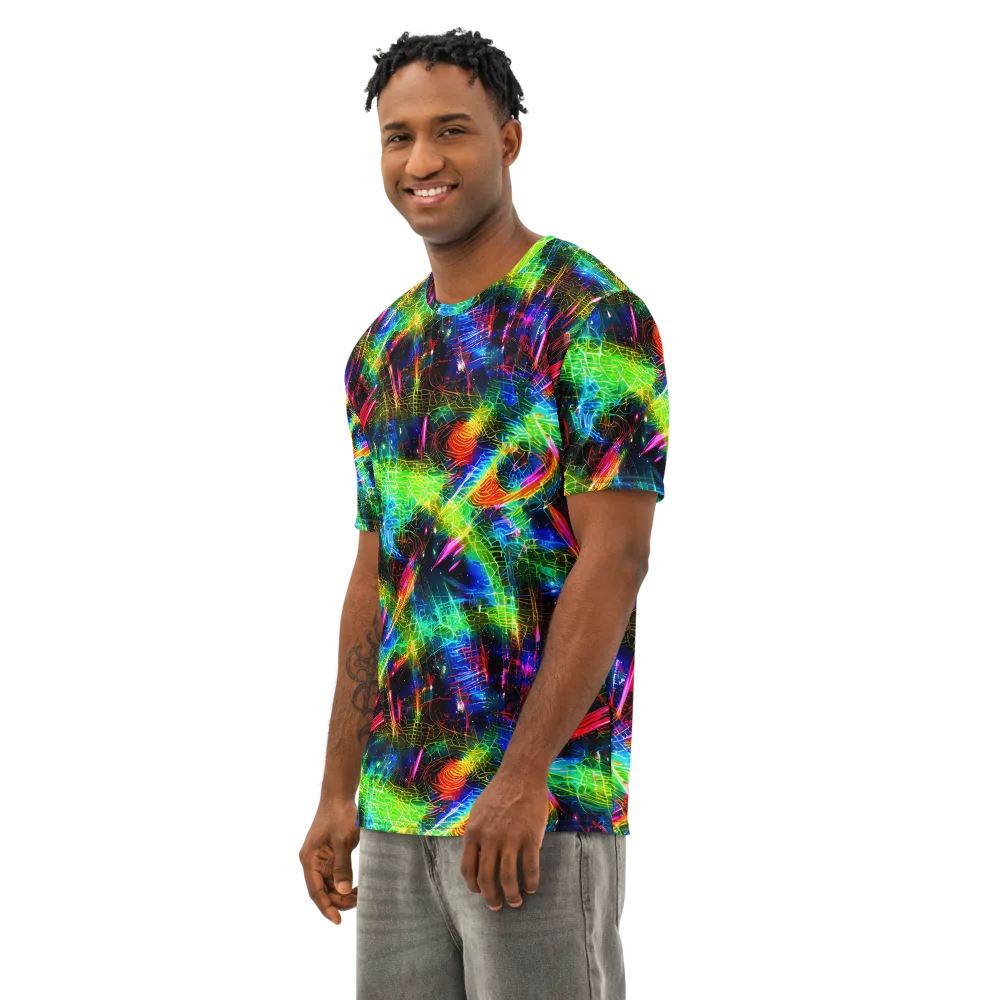 Neon Pulse on Men's Cotton Crew Neck T-Shirt — Left Front
