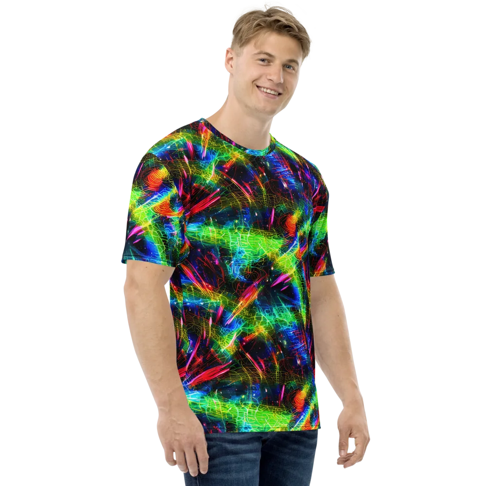 Neon Pulse on Men's Crew Neck T-Shirt — Right
