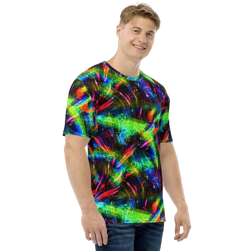 Neon Pulse on Men's Crew Neck T-Shirt — Right