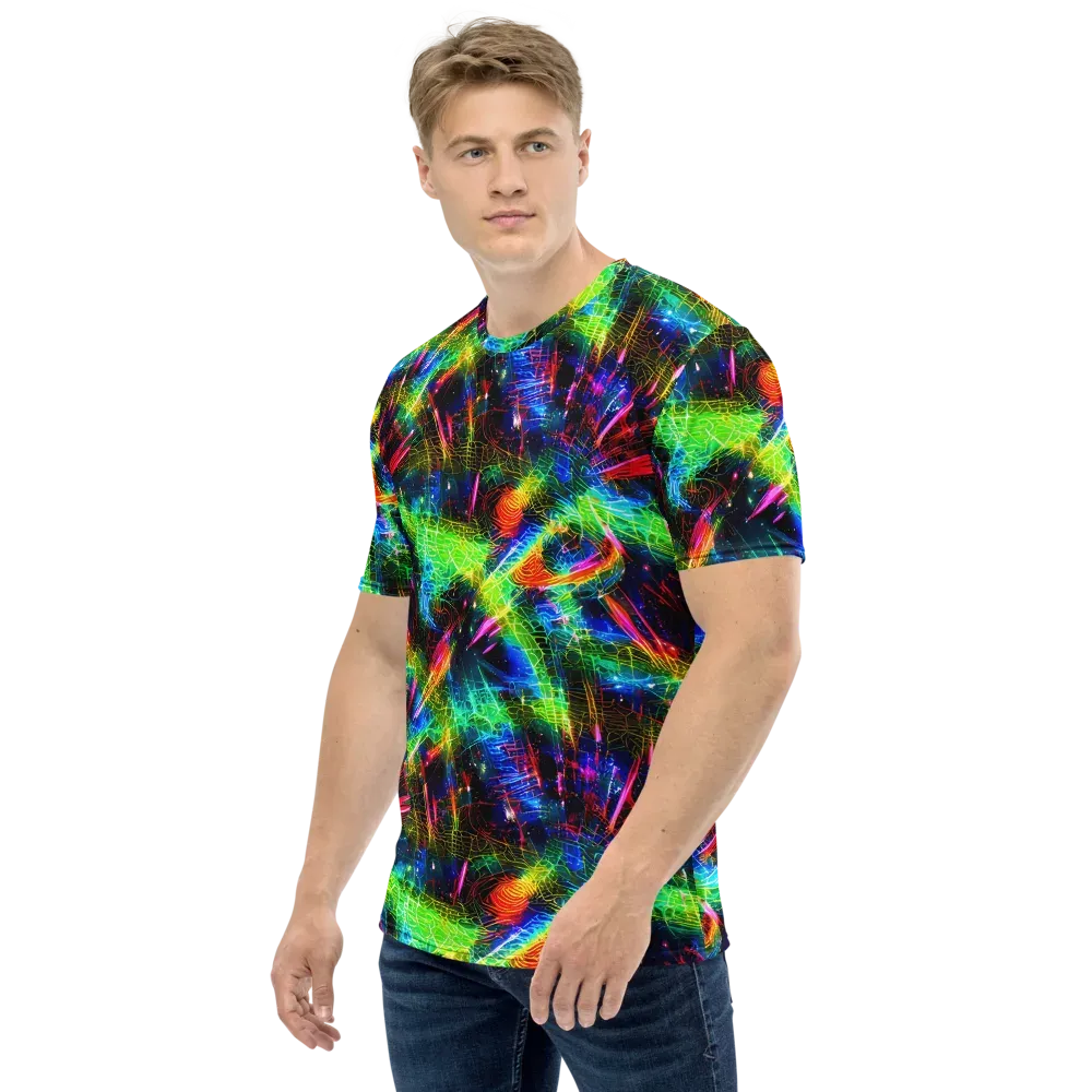 Neon Pulse on Men's Crew Neck T-Shirt — Left