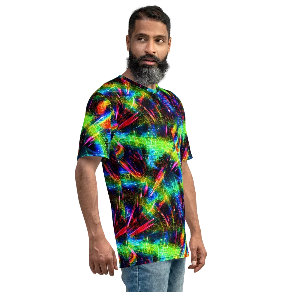 Neon Pulse on Men's Crew Neck T-Shirt — Right