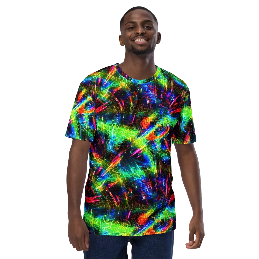 Neon Pulse on Men's Crew Neck T-Shirt — Front