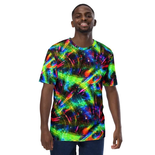 Neon Pulse on a Men's Crew Neck T-Shirt