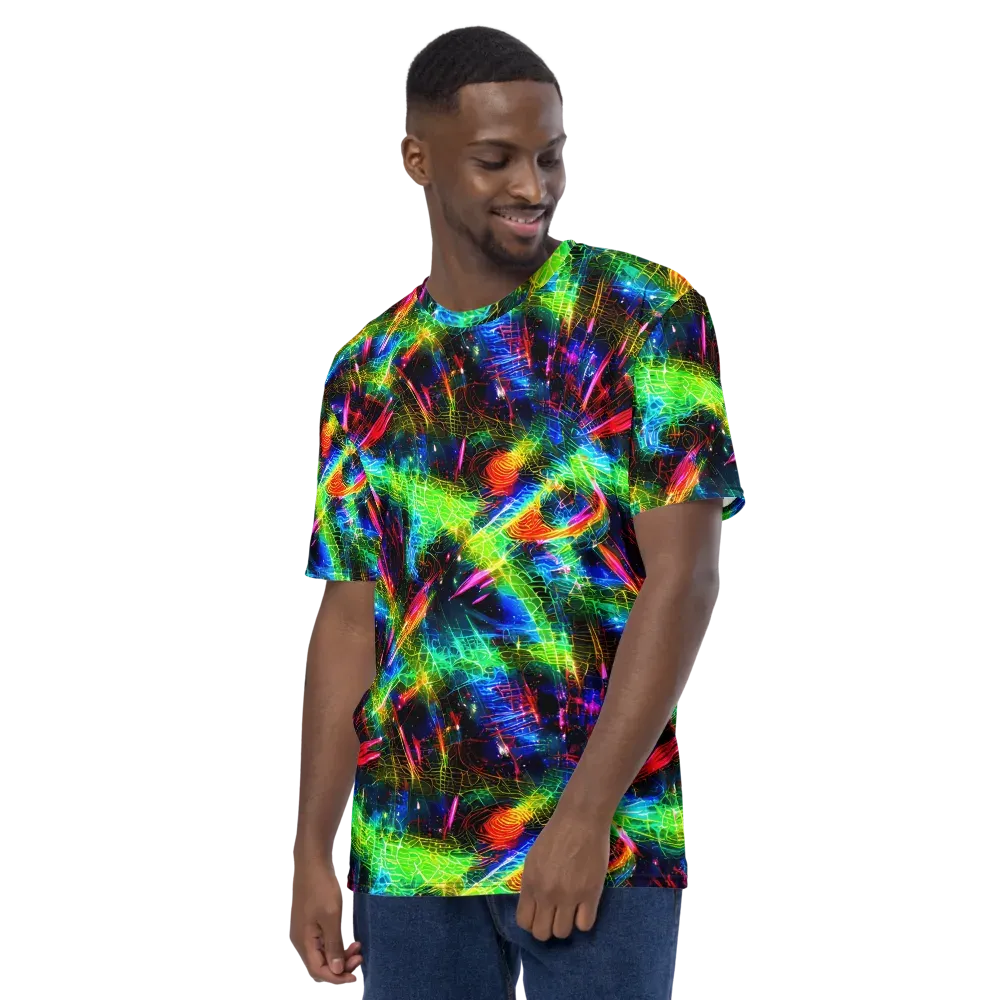Neon Pulse on Men's Crew Neck T-Shirt — Left