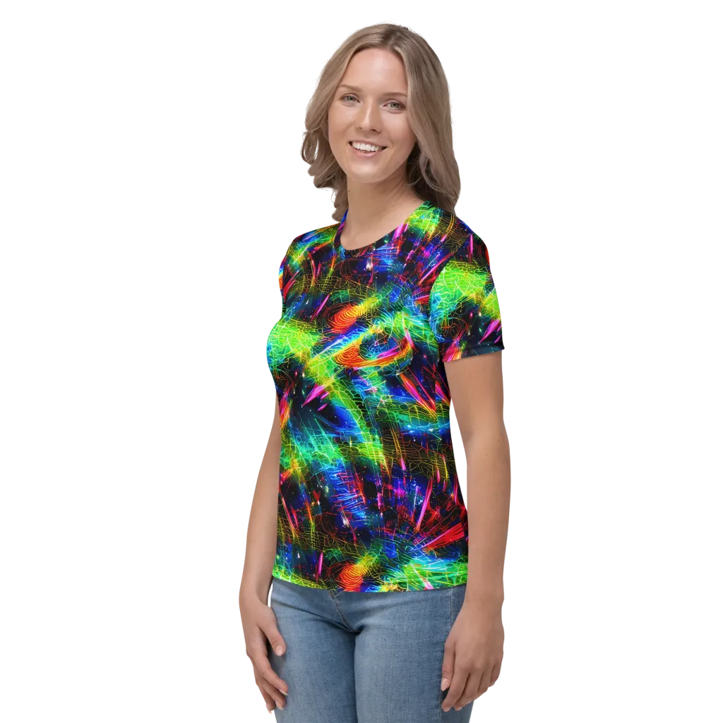 Neon Pulse on Women's Crew Neck T-Shirt — Left