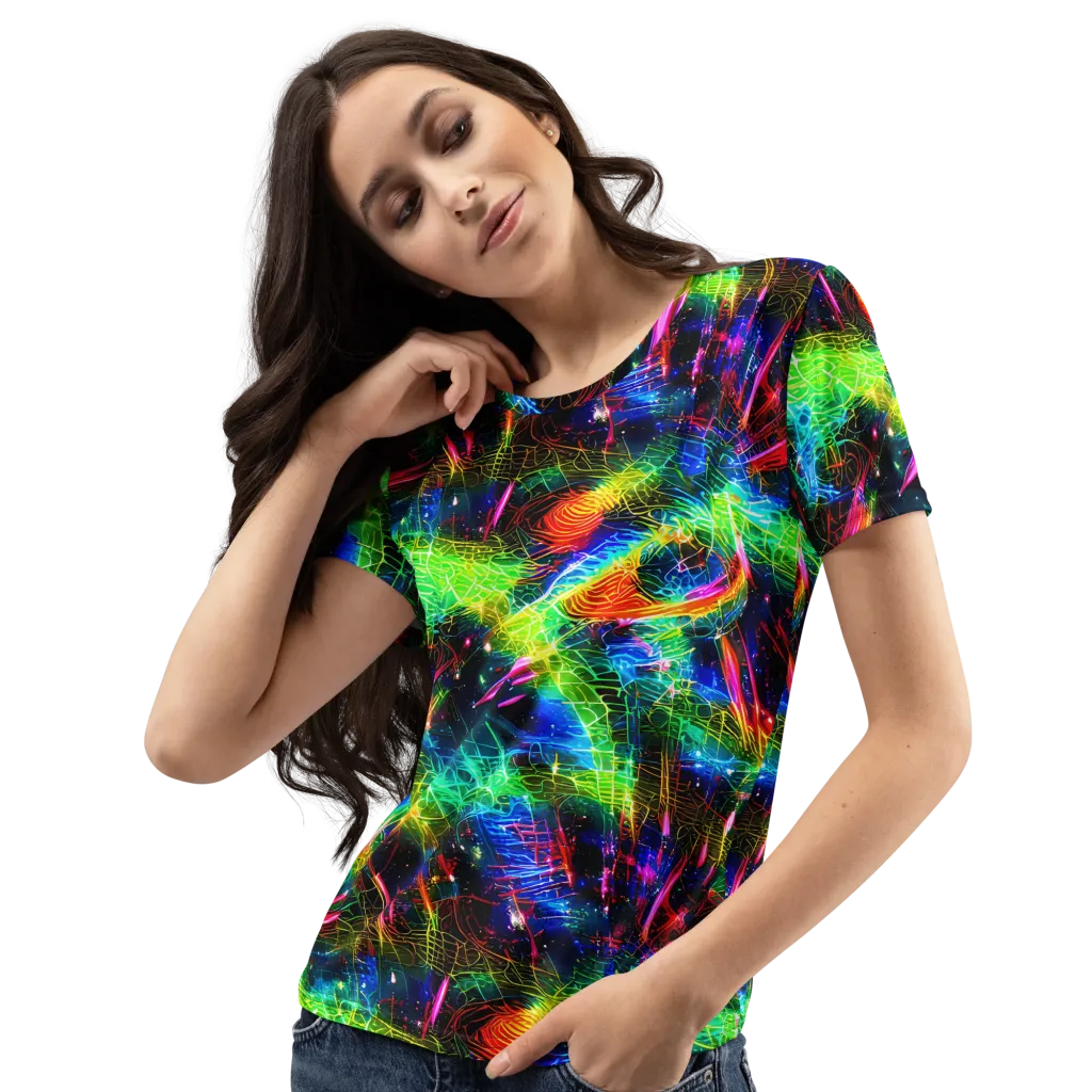 Neon Pulse on Women's Crew Neck T-Shirt — Left Front