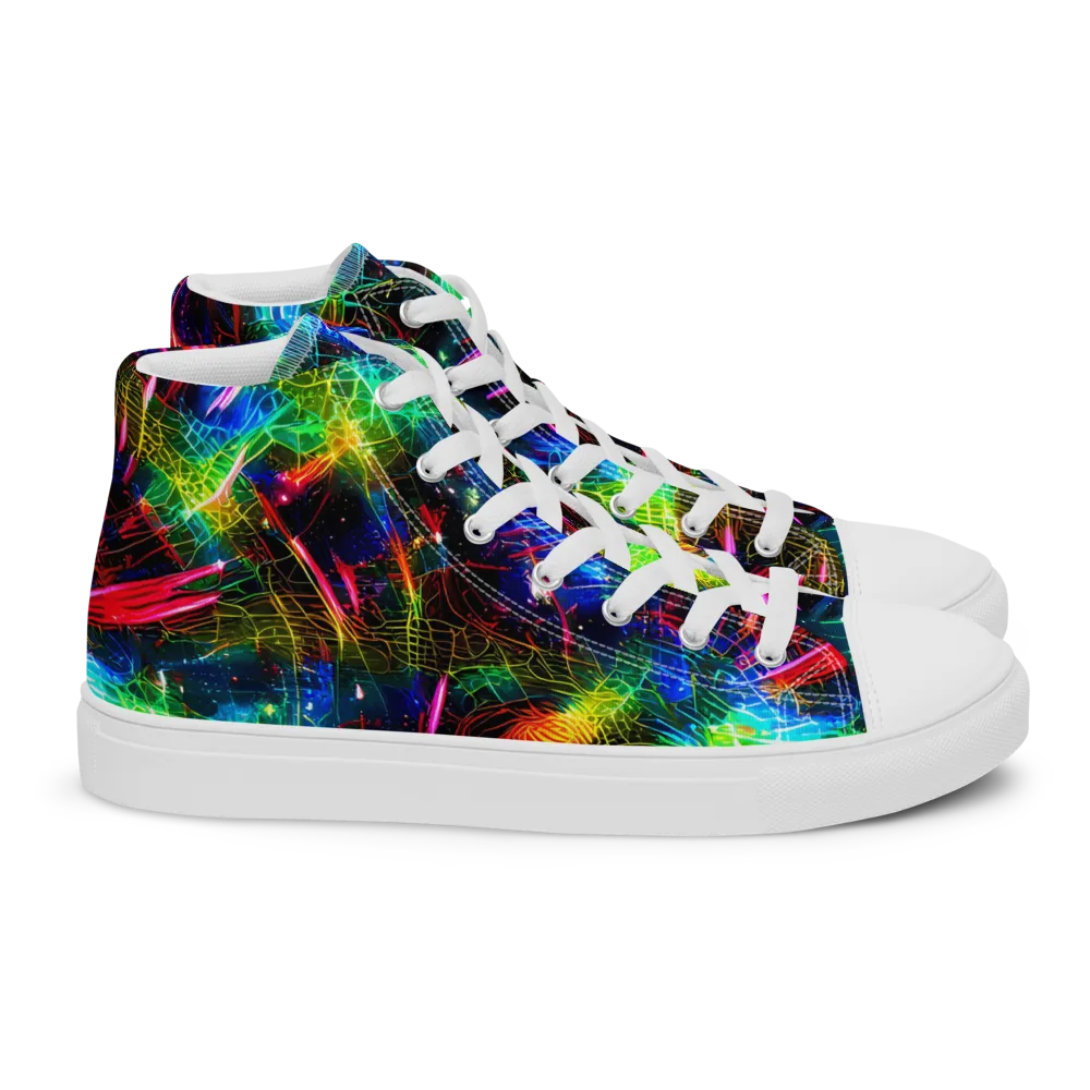 Neon Pulse on Women's High Top Canvas Shoes — Right