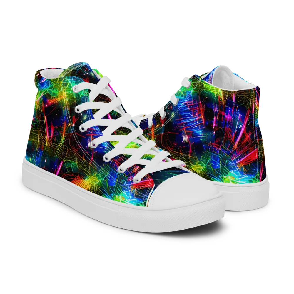 Neon Pulse on Women's High Top Canvas Shoes — Right