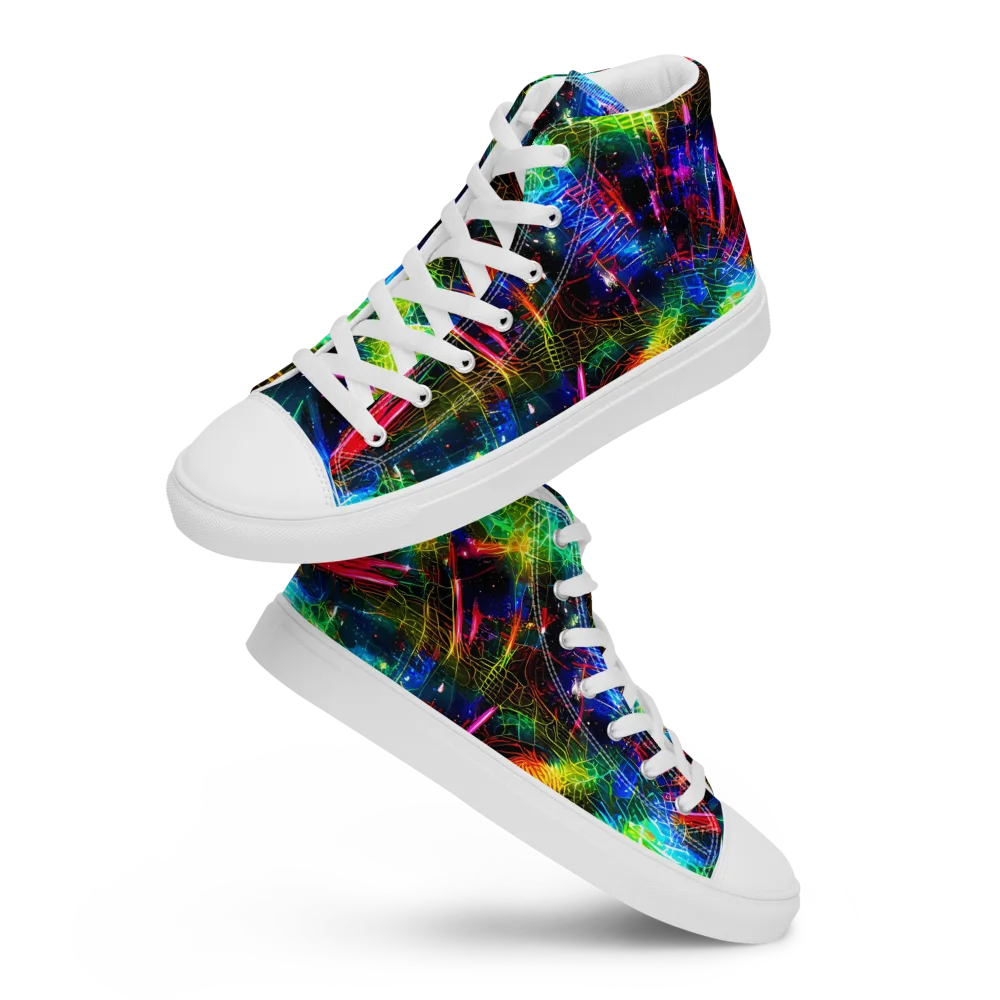 Neon Pulse on Women's High Top Canvas Shoes — Front