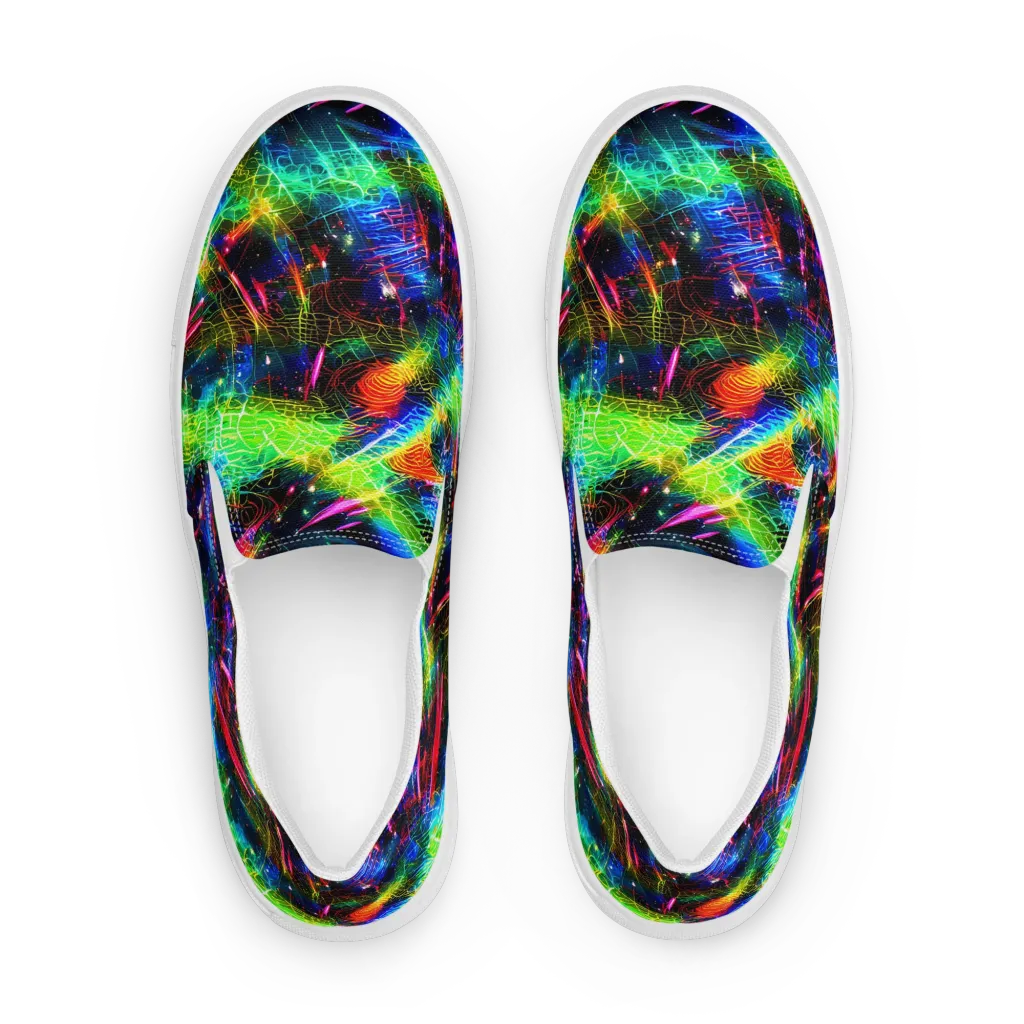 Neon Pulse on Men's Slip-On Canvas Shoes — Front