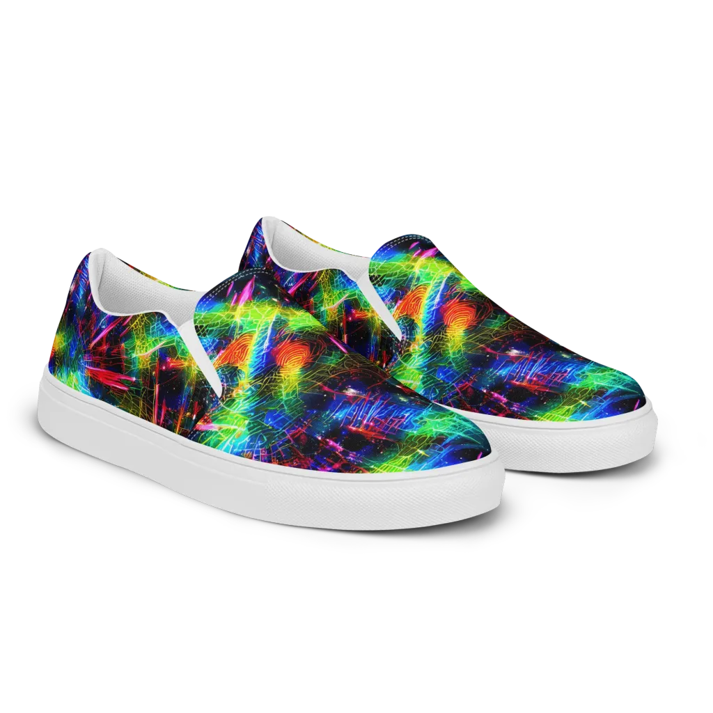 Neon Pulse on Men's Slip-On Canvas Shoes — Right Front