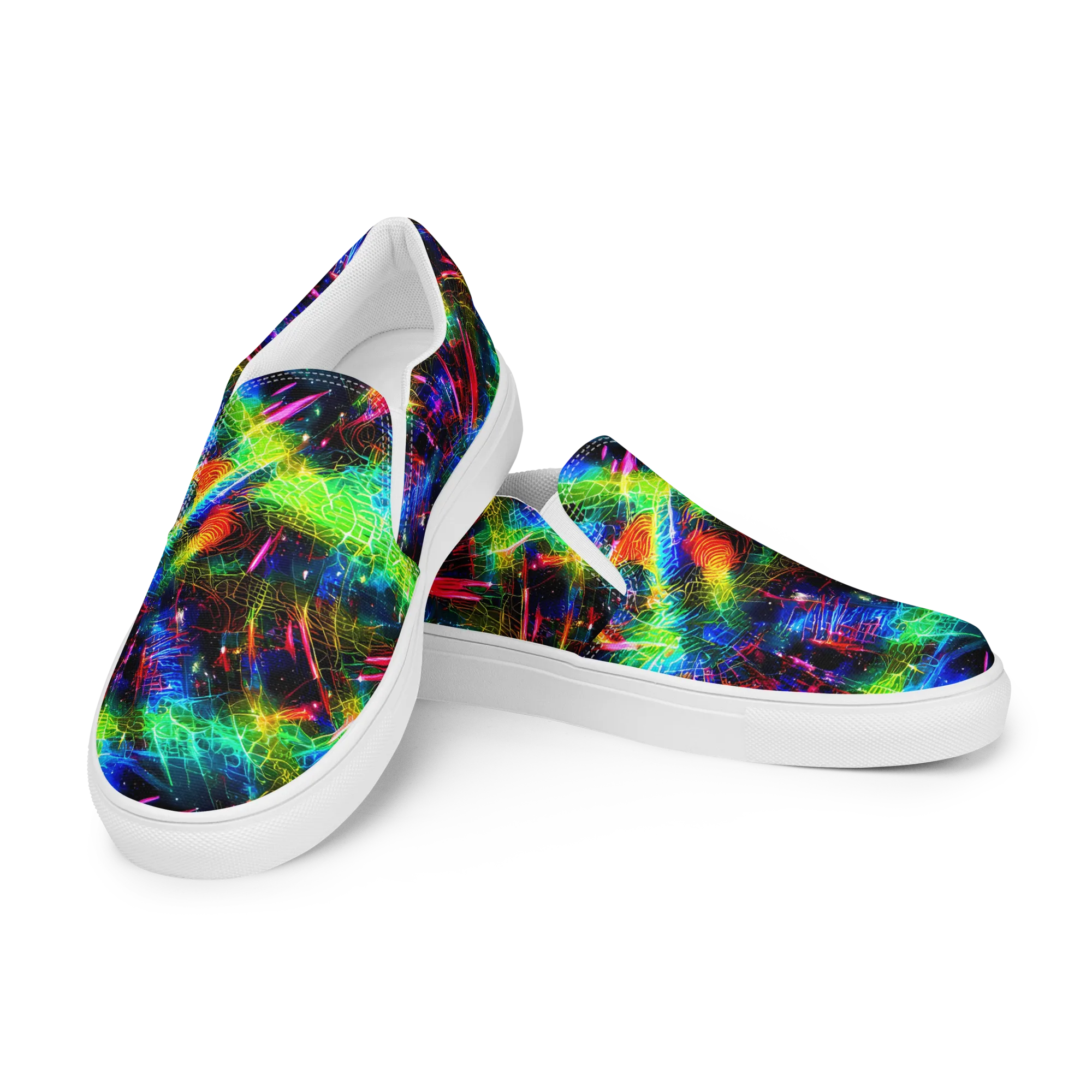Neon Pulse on Men's Slip-On Canvas Shoes — Left Front