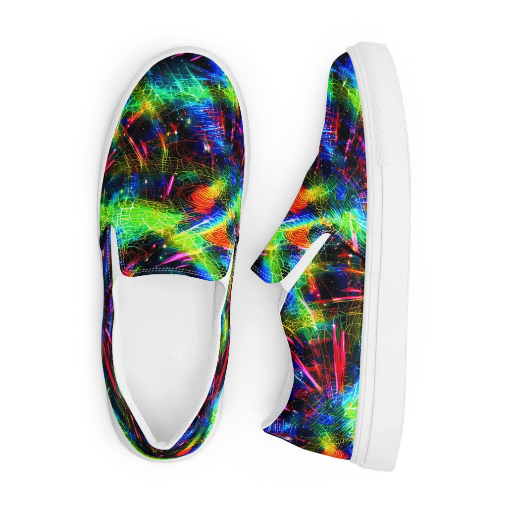Neon Pulse on Men's Slip-On Canvas Shoes — Front