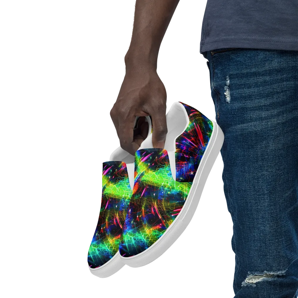 Neon Pulse on Men's Slip-On Canvas Shoes — Left Front