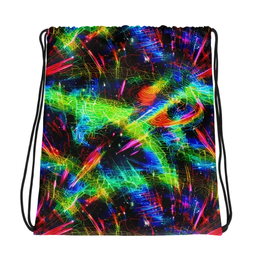 Neon Pulse on a Drawstring Bag