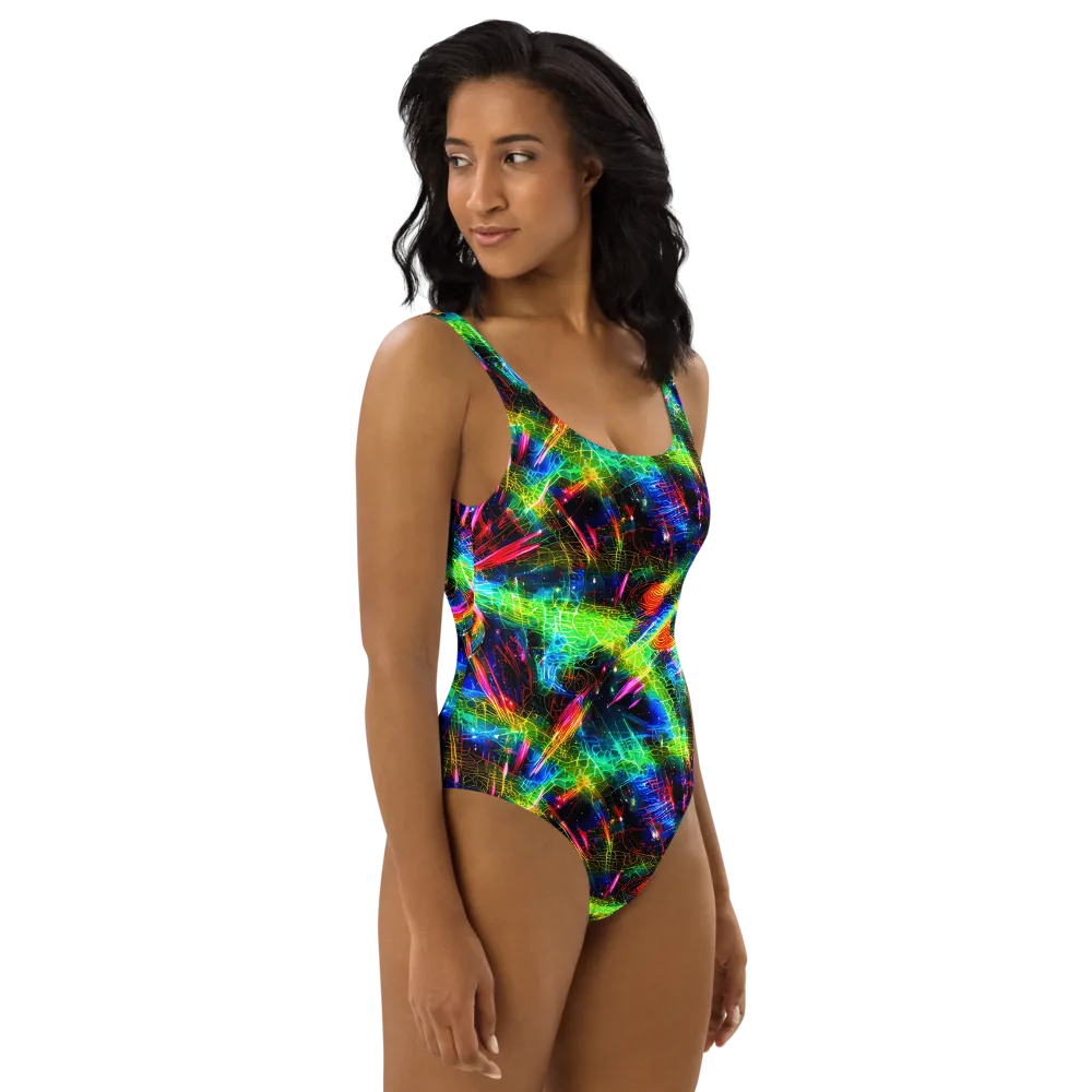 Neon Pulse on One-Piece Swimsuit — Right