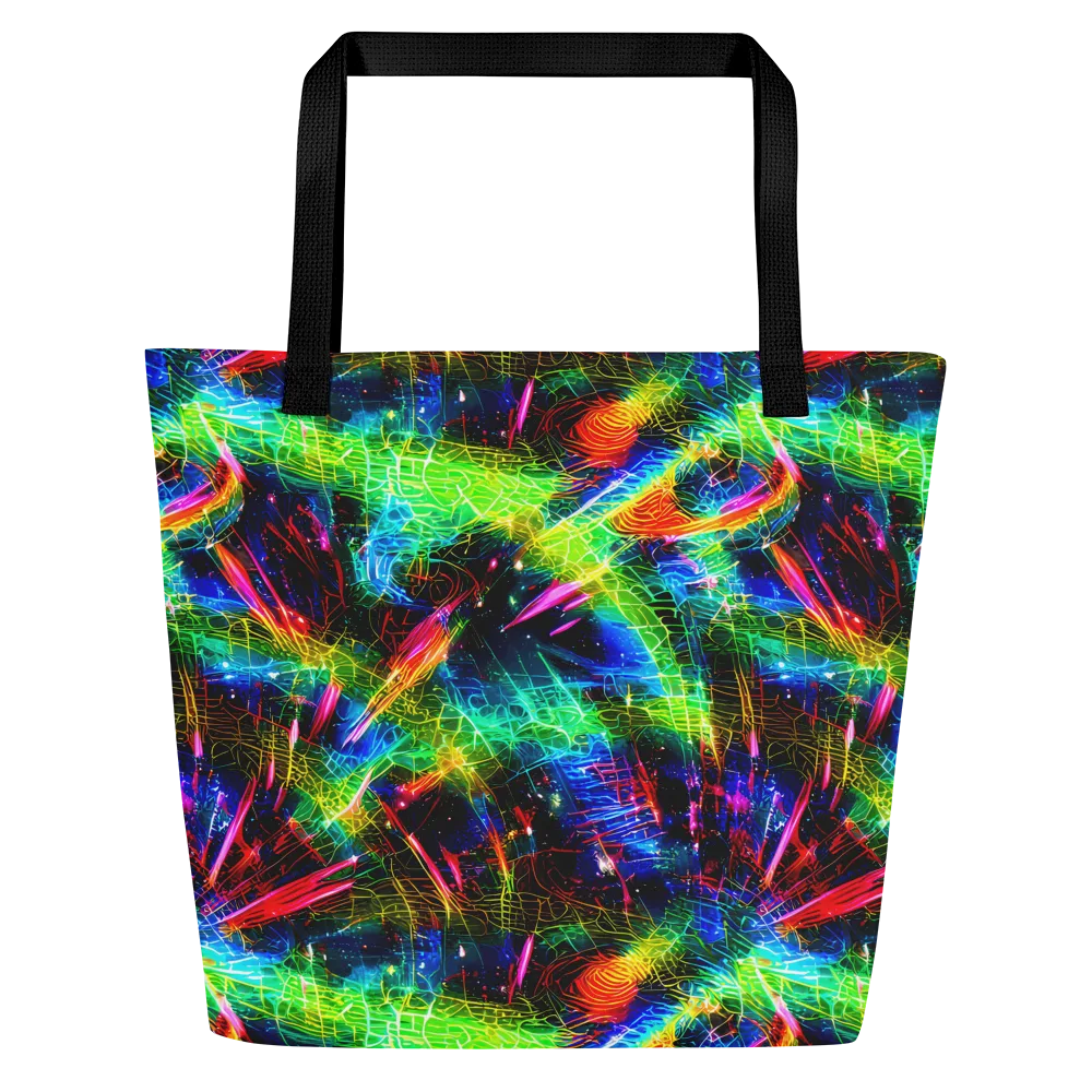 Neon Pulse on Large Tote Bag W/ Pocket — Front