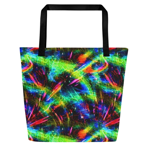 Neon Pulse on a Large Tote Bag W/ Pocket