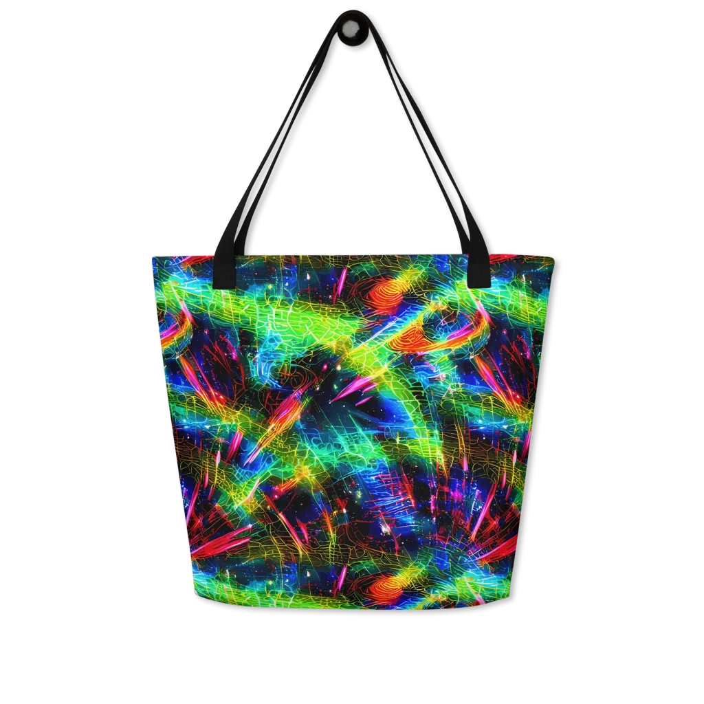 Neon Pulse on Large Tote Bag W/ Pocket — Front