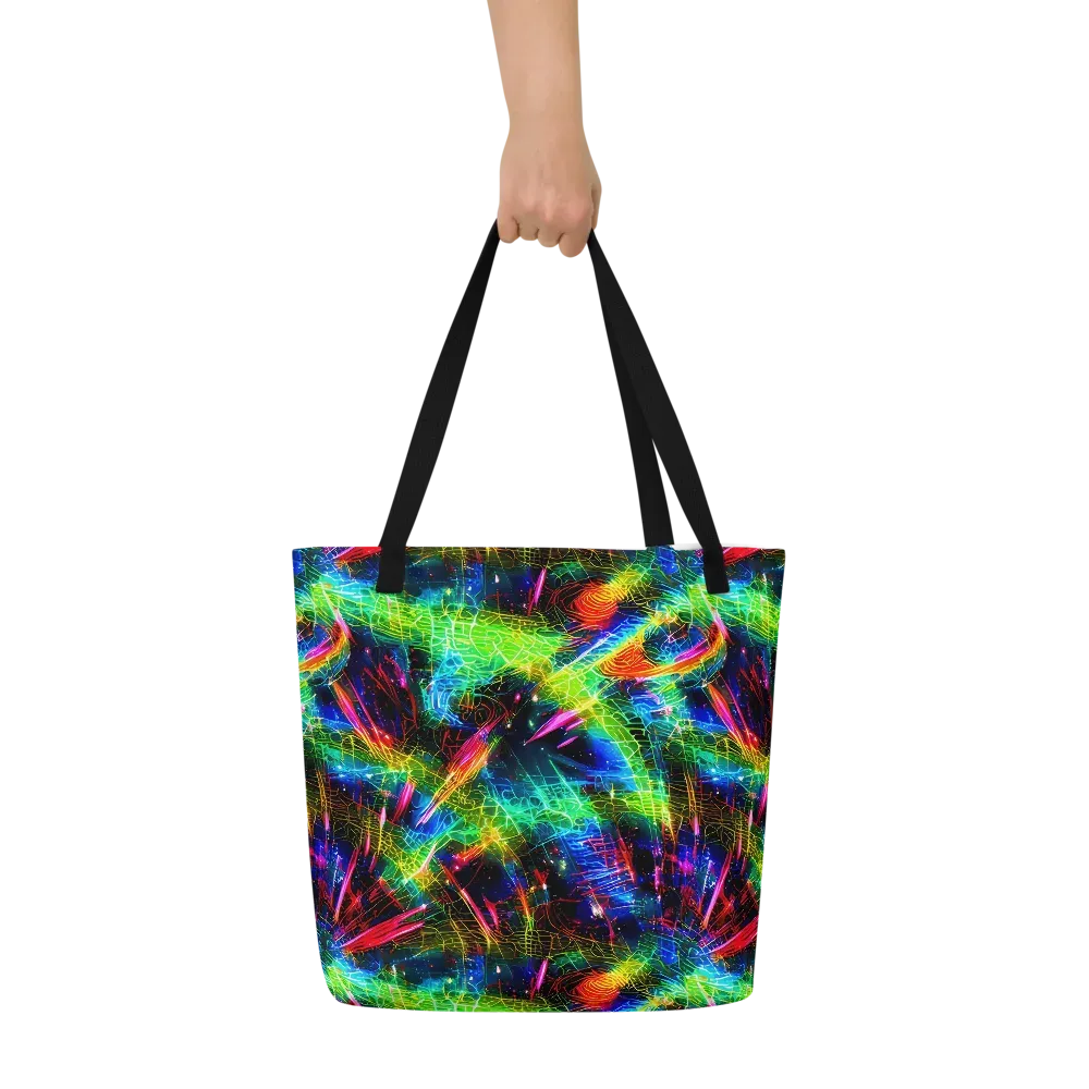 Neon Pulse on Large Tote Bag W/ Pocket — Front