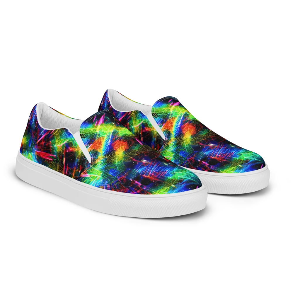 Neon Pulse on Women's Slip-On Canvas Shoes — Right Front