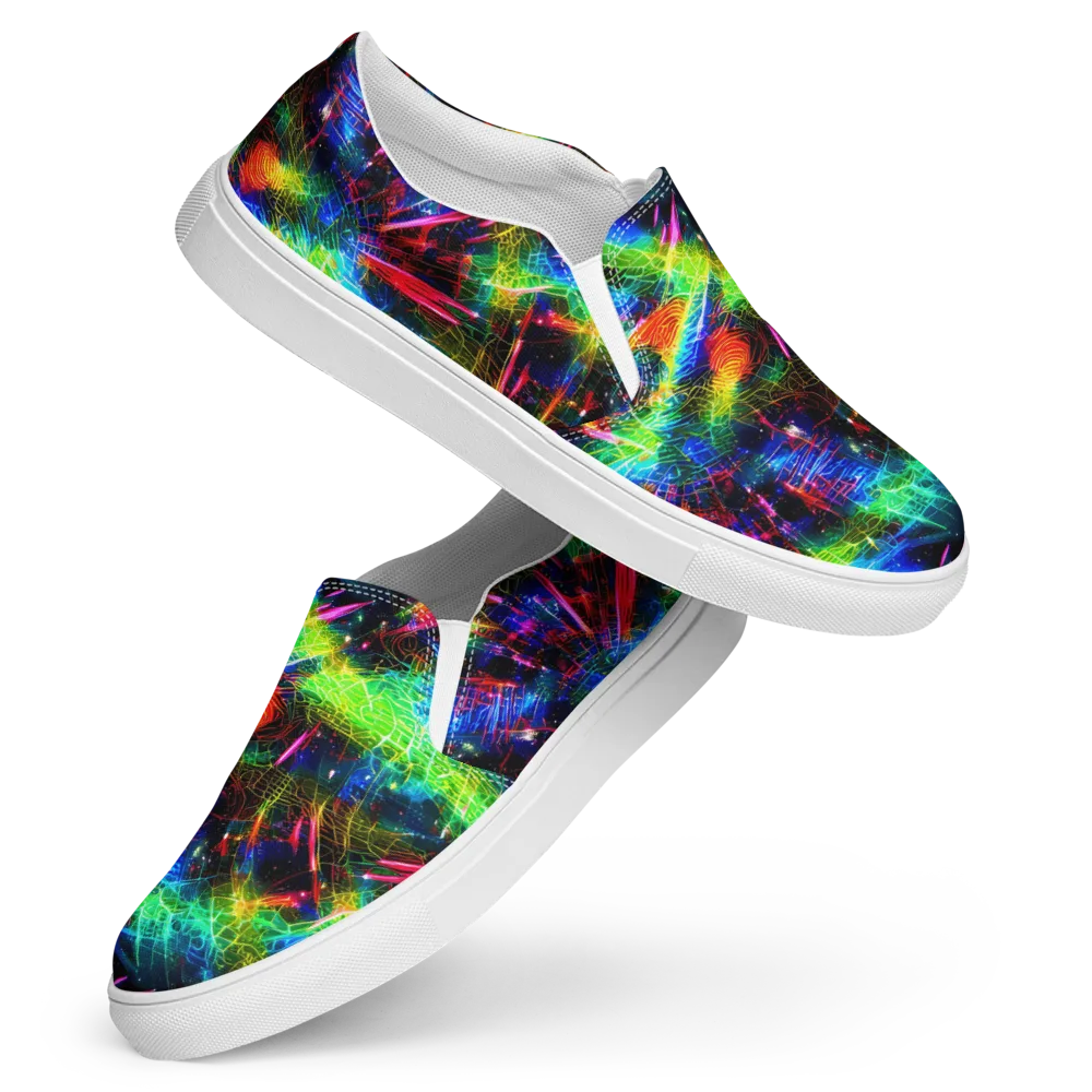 Neon Pulse on Women's Slip-On Canvas Shoes — Front