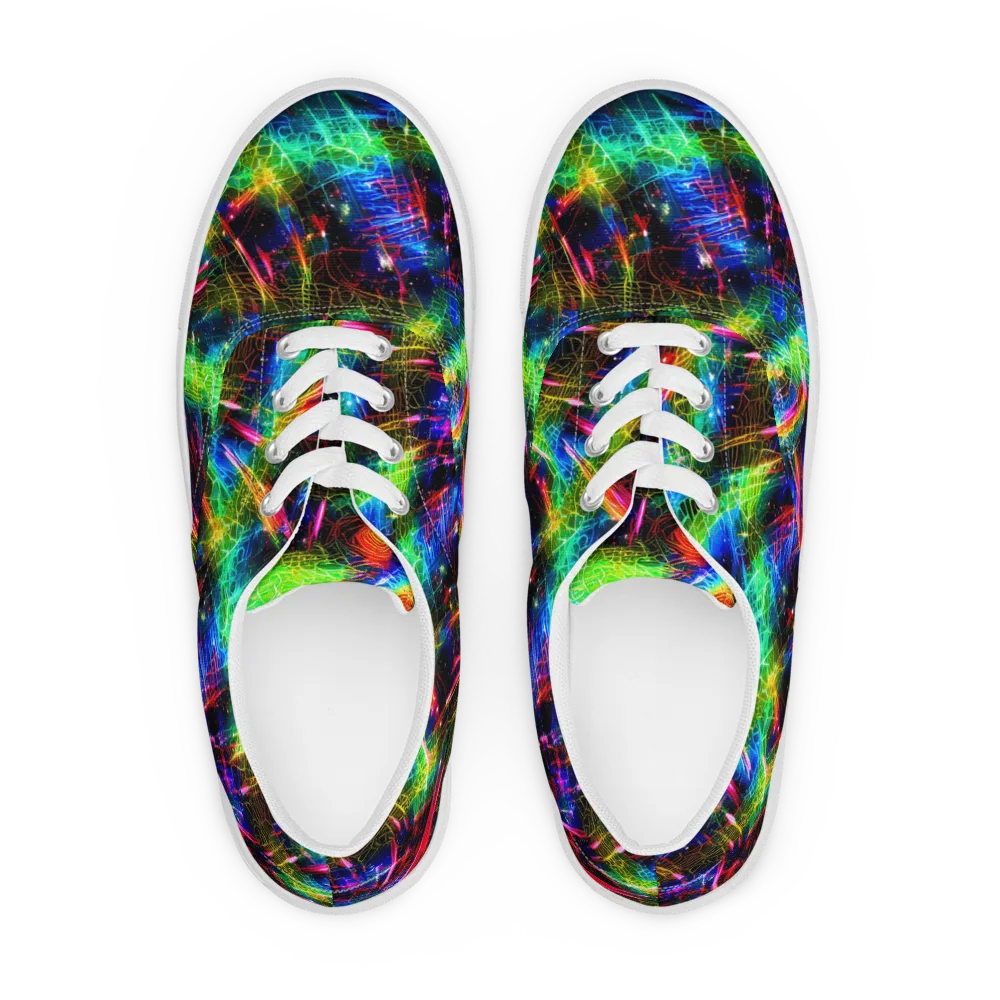 Neon Pulse on Men's Lace-Up Canvas Shoes — Front