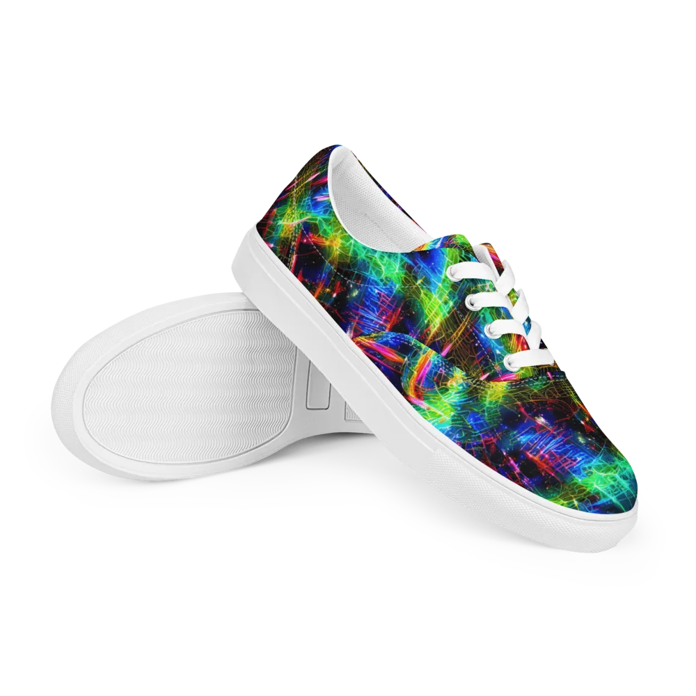 Neon Pulse on Men's Lace-Up Canvas Shoes — Right Front