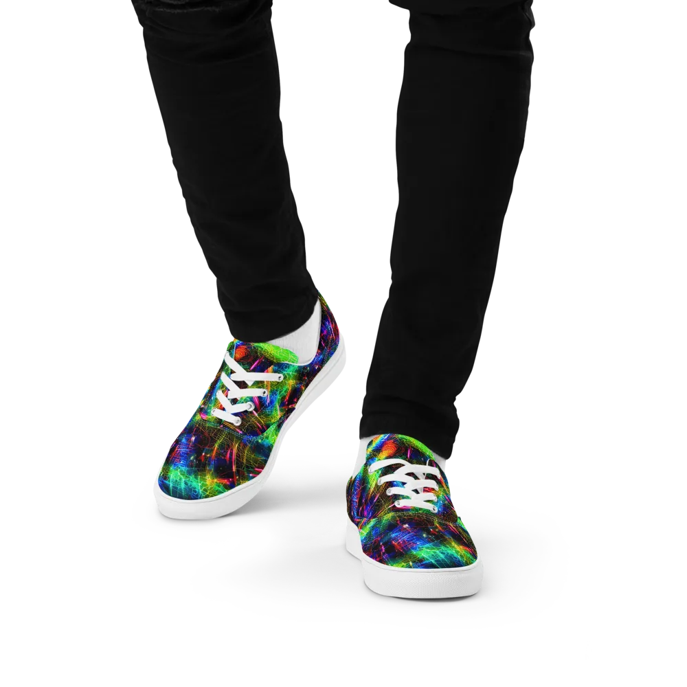 Neon Pulse on Men's Lace-Up Canvas Shoes — Front