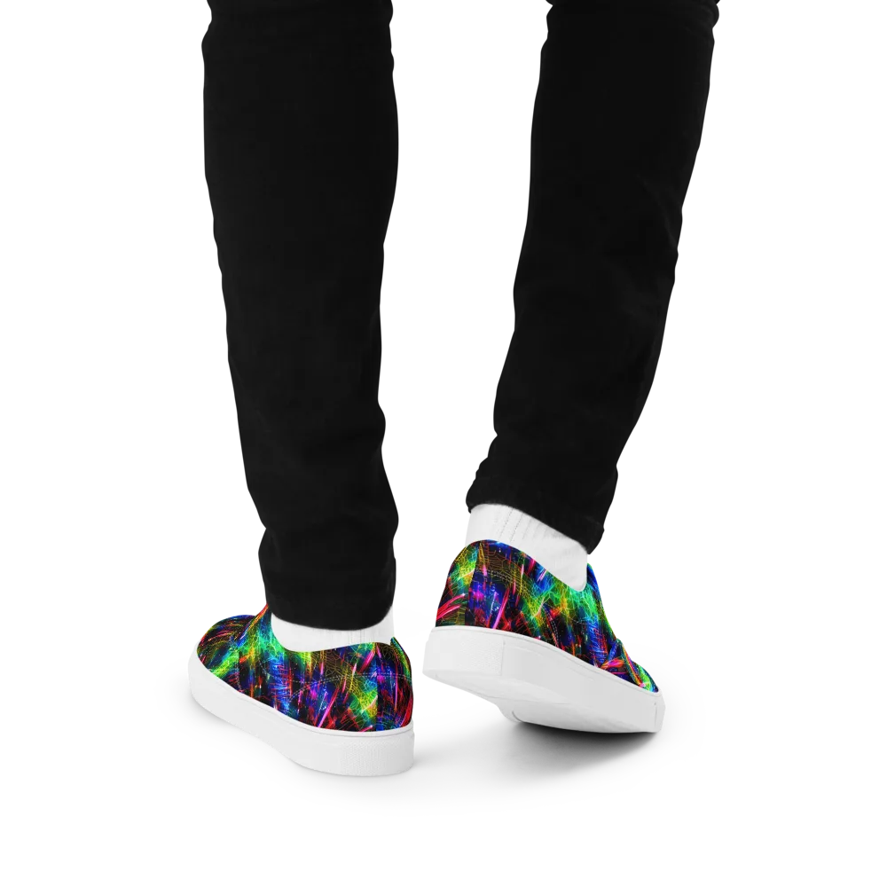 Neon Pulse on Men's Lace-Up Canvas Shoes — Back